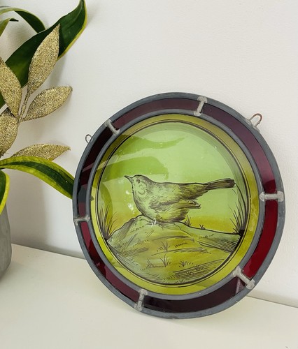 Vintage stained glass songbird - glass,