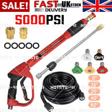 5000PSI High Pressure Washer Spray Gun Wand Lance Nozzle Tips Kit 7.6m Hose Kit