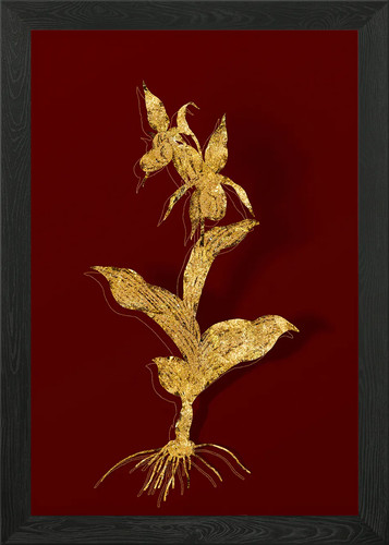 Gold botanical red framed - on,