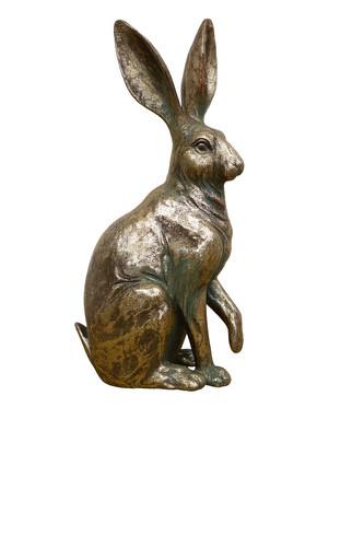 Antique gold resin hare - antique,
