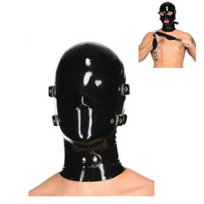 Latex Mask Fetish with Eyes Mouth Mask Bondage Gummi Rubber Hood BDSM Role Play