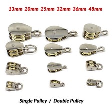 Metal Single/ Double Pulley Block Traction Wheel Swivel Lifting Rope 13mm - 48mm