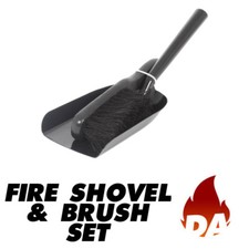 FIRE SHOVEL AND BRUSH SET FOR OPEN FIRES, WOOD & MULTI-FUEL BURNING STOVES
