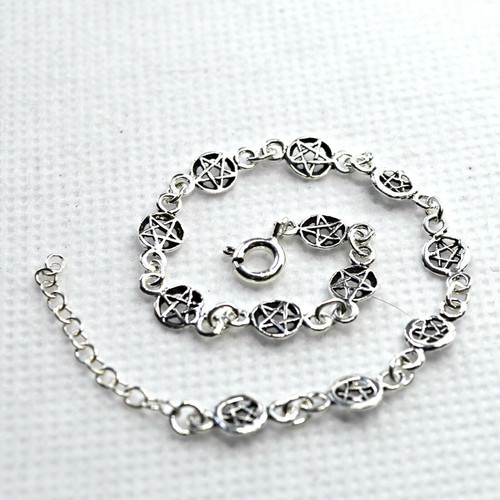 Sterling silver pentagram - silver,