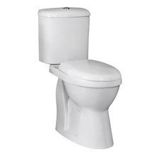 White Single Flush Comfort Height Toilet Pan, Cistern, Soft Close Seat