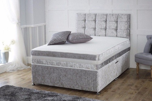 Crushed velvet silver divan - crushed,