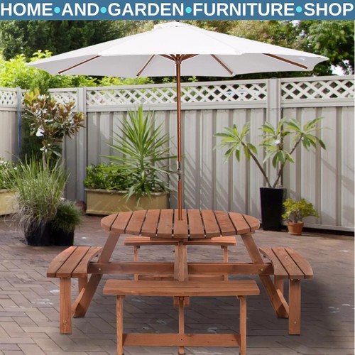 Wooden round picnic - picnic, table