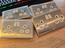 4 x LAP 13A switched socket 2 gang double pole polished chrome socket