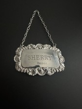 Solid Silver Rococo Style Sherry Decanter Wine Label Roberts & Dore London 1969