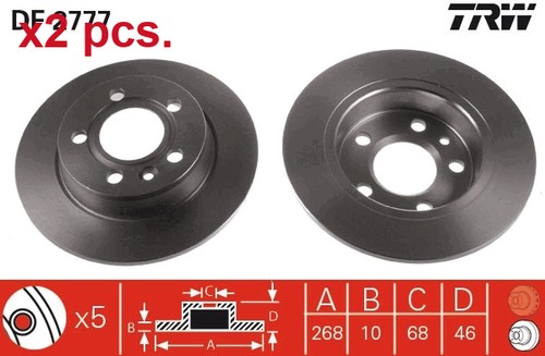 Pcs rear brake disc rotors - x2,
