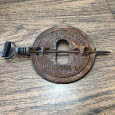 ANTIQUE 7" DIAMOND STOVE PIPE DAMPER CAST IRON FLUE ADAMS CO DUBUQUE IOWA