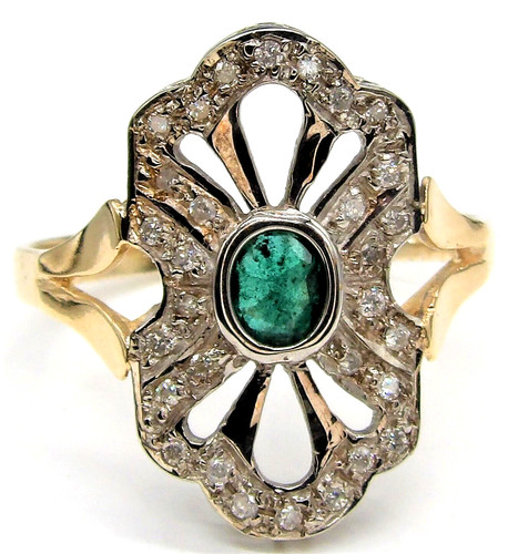 18ct gold emerald diamond - gold, ring