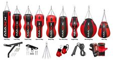 Maxx® Blk/red 4ft 5ft Filled Heavy Punch Bag Boxing Set +FREE CHAIN 7 bag styles