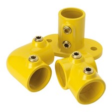 Industrial Yellow Powder Coated Key Clamp Handrail System Fittings Tube RAL1023