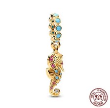 18k Gold Plated & Sterling Silver Seahorse Charm Or Pendant + FREE BRACELET UK