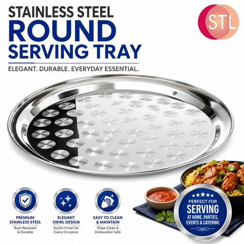Stainless steel round serving - stainless,