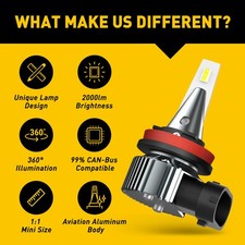 2x H11 H8 H9 LED Car Headlight