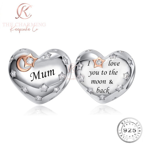 Mum heart charm silver 925 - mum,