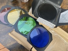 Godox BD-04 Barn Door with Honeycomb Grid and 4 Color Gel Filter for Bowen Stand