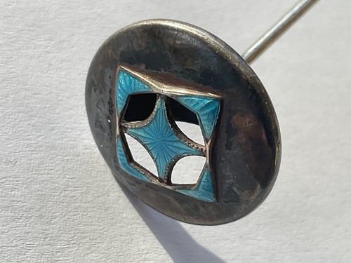Silver enamel hat - hat, pin