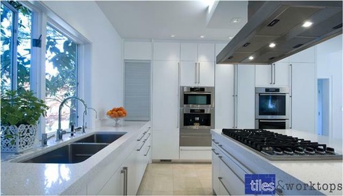 Stardust white quartz kitchen - quartz,