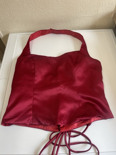 Title ruby red satin halter - title:,