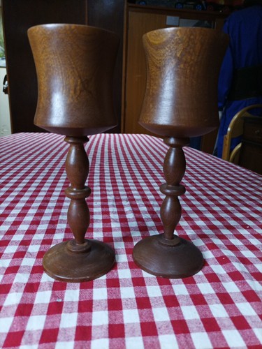 Pair mid century treen - of,