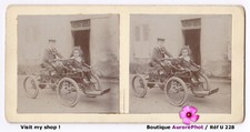 MOTOR & CHILDREN QUADRICYCLE circa 1900, ANTIQUE VEHICLE, STEREO -U228