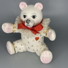 Irish Dresden Teddy Bear Lace decorated Figurine Red Heart