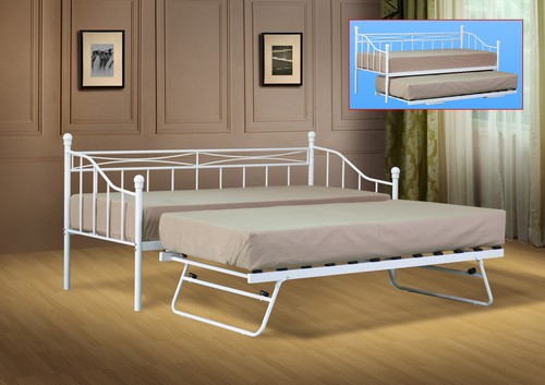 Single metal day bed white - metal, or
