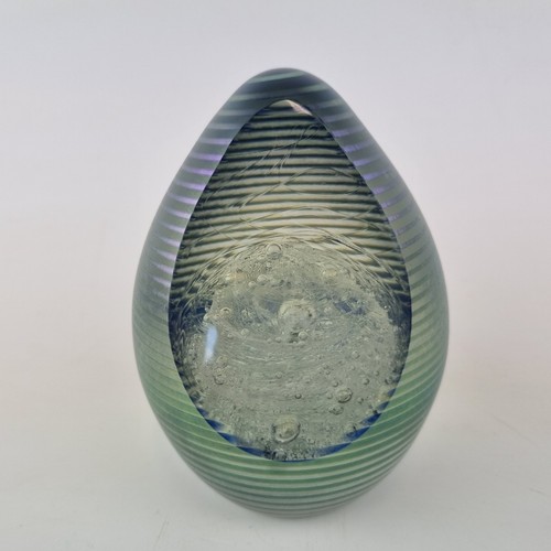Okra iridescent art glass egg - okra,