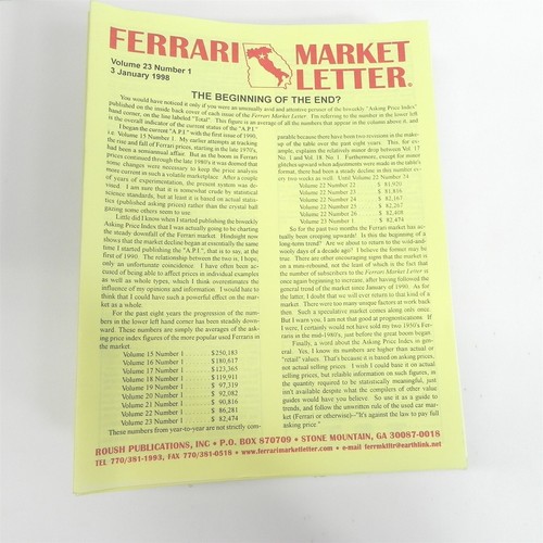 1998 ferrari market letter - 1998,
