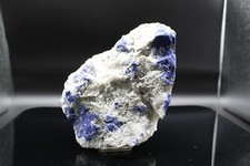 Lasurite Step Combined on Snow White Calcite and Pyrite Lapis
