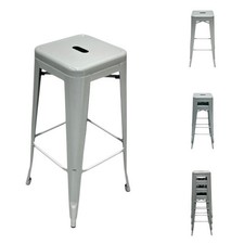 Grey Metal Tolix Stools, Grey Bar Stools, Grey Kitchen Stools, Stacking Stools