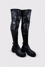 Black Thigh-High Chunky Boots