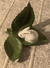 Vintage HEREND Hungary Rabbit on Leaf Figurine Hand Painted