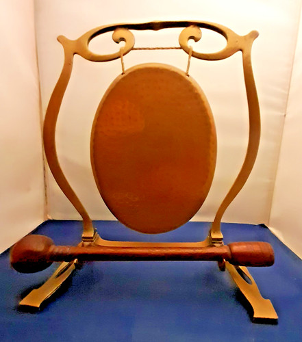 Brass gong art nouveau table - gong,