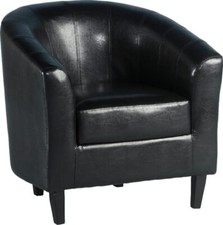 Black Faux Leather Tub Chair W76cm x D73cm x H75cm TEMPURA
