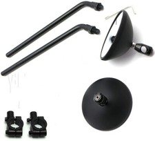 A Pair Black Motorcycle Multifunction Round Rearview Mirrors For Harley Custom