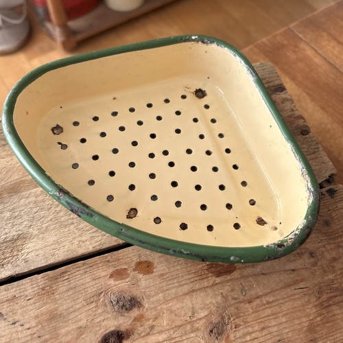 Vintage cream green enamel - vintage, &