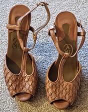 Camel Quality Leather Snake embossed Hight heel  Wedges ASH  UK size 4.5