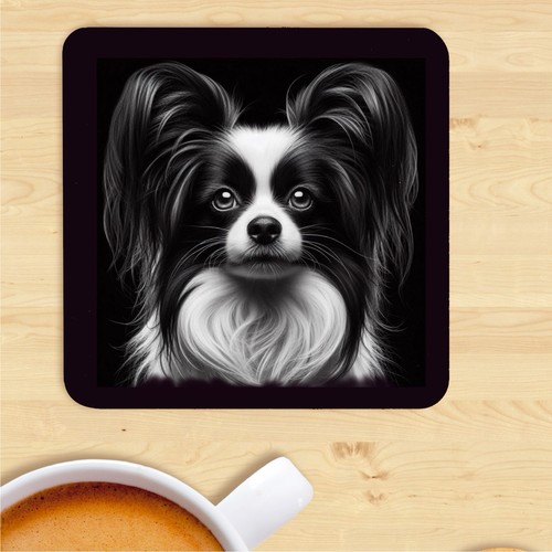 Papillon coaster dog print - coaster,,