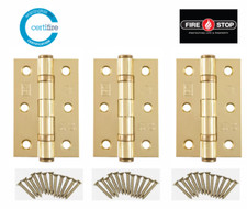 Internal Ball Bearing Fire Door Hinges Brass 3 inch(75mm) 3 Hinges(1.5 Pairs)