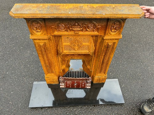 Cast iron fireplace with - fireplace,