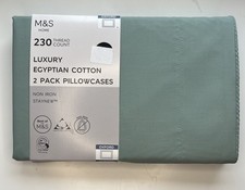 Marks and Spencer Luxury Egyptian Cotton 230 TC  2 Oxford Pillowcases Green