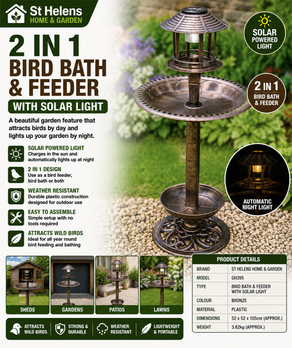 Solar bird bath - bath, feeder