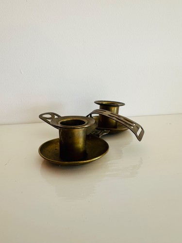 Antique brass double candle - antique,