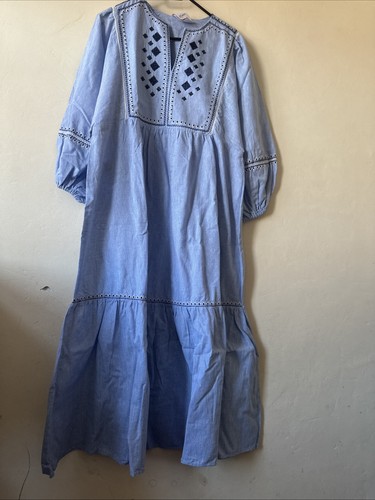Ethnic blue dress with puff - ethnic,