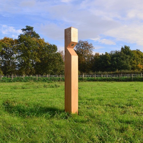 Solid oak illuminated bollard - illuminated,