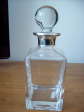 STUNNING  ITALIAN CALP CRYSTAL BROADWAY FULL HALLMARK SILVER COLLARED DECANTER